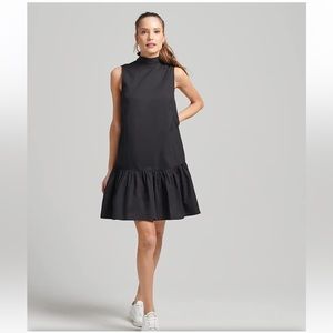 NEW English Factory Black High Neck Sleeveless Ruffle Dress With Back Ribbon